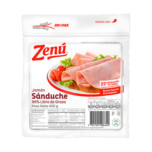 JAMON SANDUCHE ZENU PAG 450G LLEV 550G